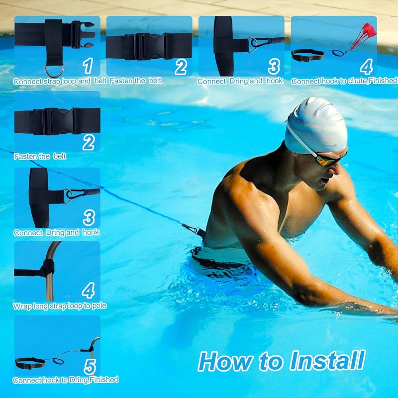 CORECISE Swimming Resistance Training Set - Aquatic Resistance Belt, Swim Parachute, Pool Trainer Set - Image 4